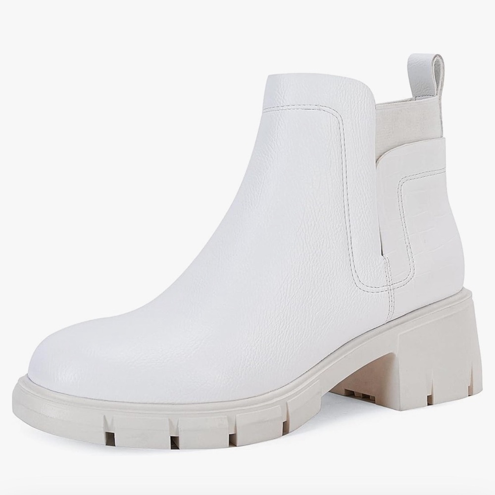 New Chelsea Ankle Boots Slip On Chunk Block Heel Lug Sole Platform Booties 7.5